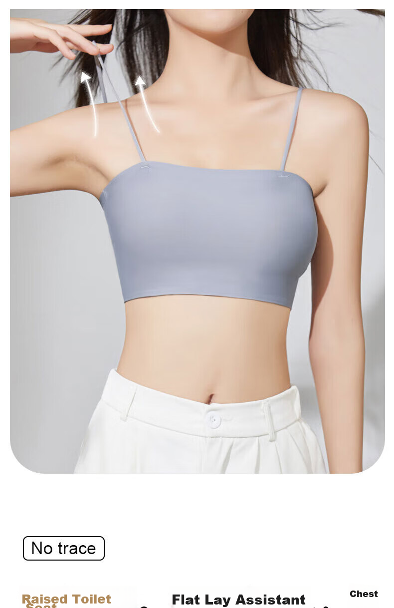 Caramella Ice Silk Camisole Bra for Women, Thin Style, Minimizing, Push-Up, Beautiful Back, One-Piece Wrap Chest, Anti-Exposure Brassiere, Bandeau 5