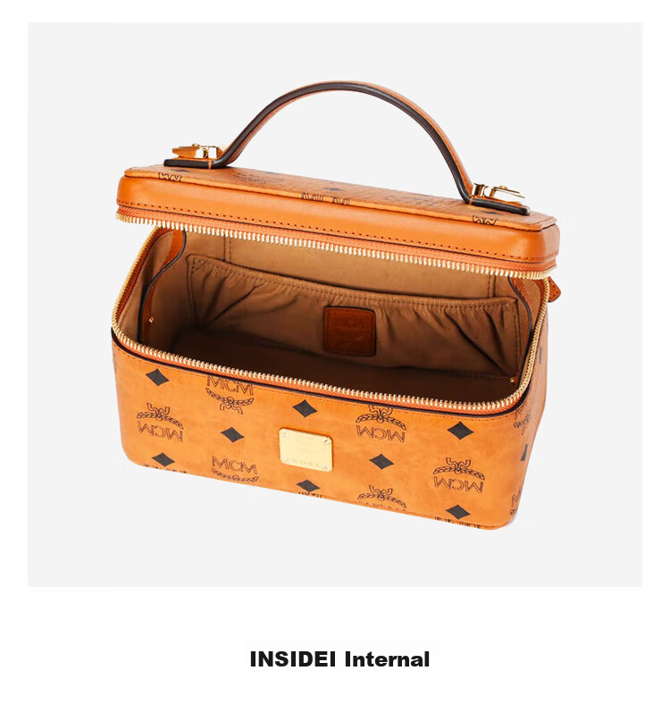 MCM ROCKSTAR Medium Handbag, Crossbody Bag, Makeup Bag, Box Bag, Cognac Color, Gift 7