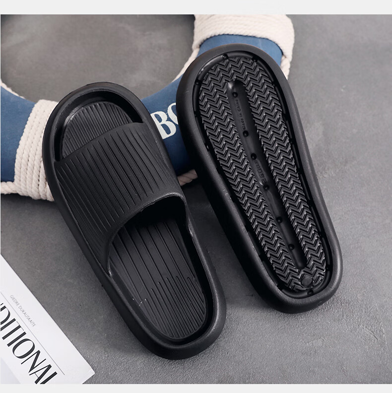 GUOLUOFEI Home Slippers for Men And Women, Summer Non-Slip Thick-Soled Couple Bathroom Shower Sandals, Blue-Gray, Size 44-45 7