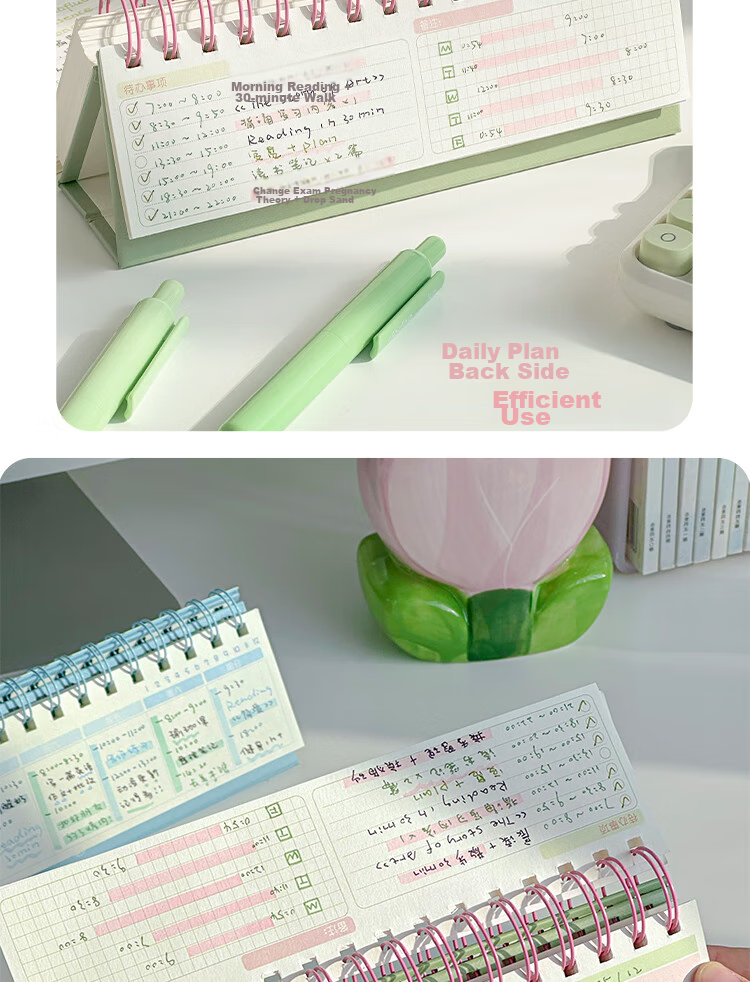 Sannianerban Desktop Daily Planner, Study Planner, High-Quality Office Work Log, Schedule, Self-Discipline Check-In Book, Record Book - Blue Star Weekly Pla 7