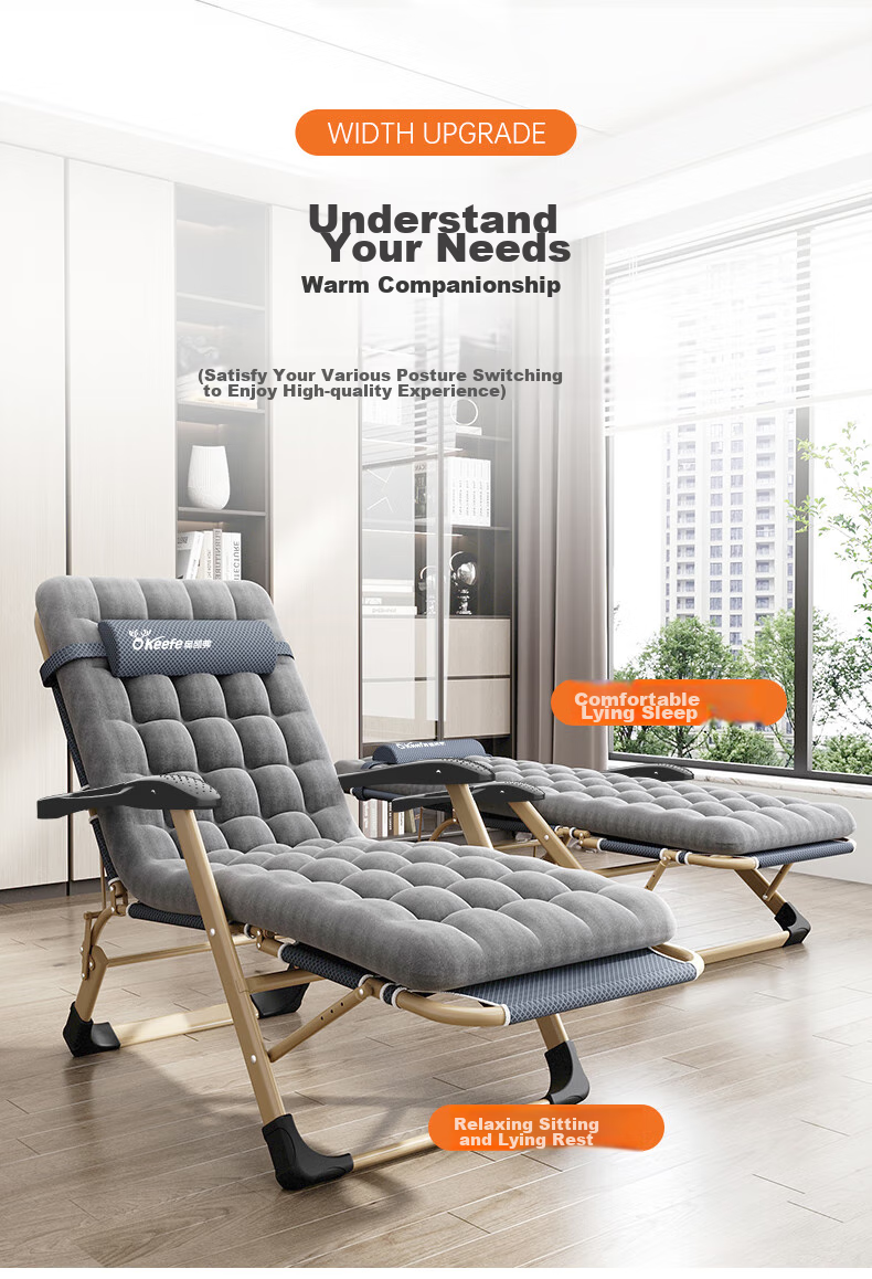 OKeefe Folding Bed, Lounge Chair, Single Bed, Office Nap Chair, Folding Chair, Hospital Companion Bed, Camp Bed, Integrated Seat Cushio 6