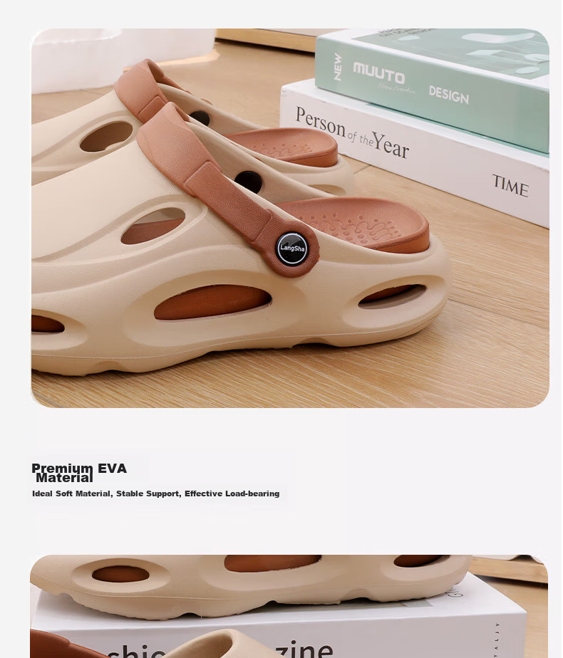 LangSha Men's Perforated Sandals, Outdoor Driving Sandals, Thick-Soled Non-Slip Slippers with Comfortable Feel for Beach Wear 33