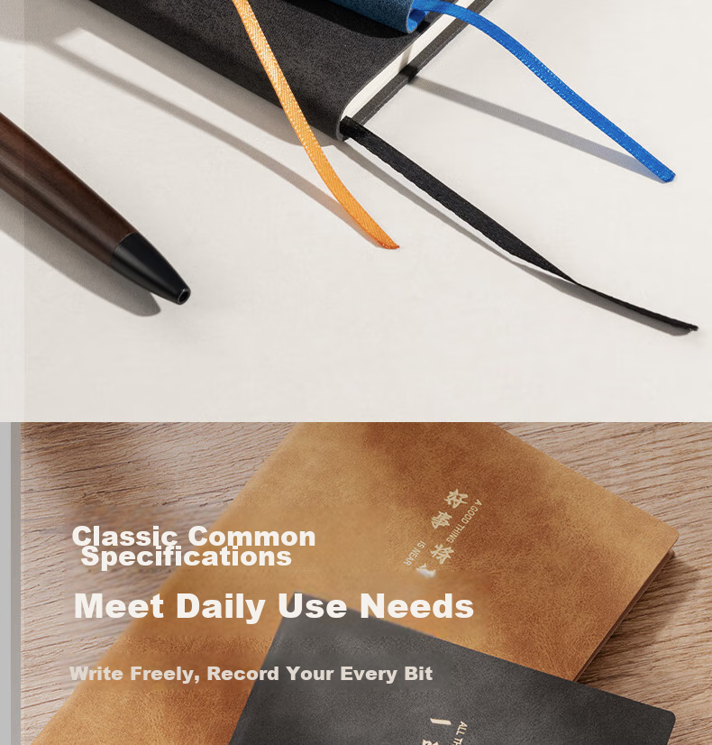 Deli A5 Lambskin Notebook, Leather Cover, Business Office Journal, Fashionable Text Series (Looking Forward), 80 Sheets BP152 Blue 13