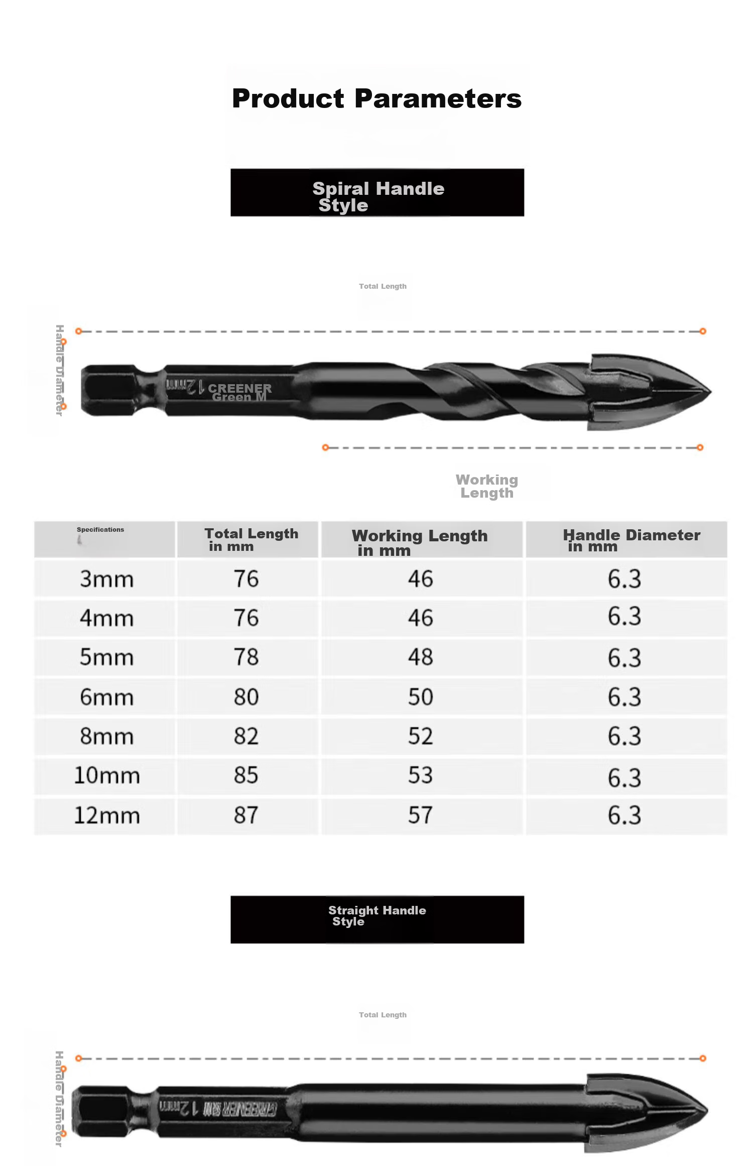 GREENER Ceramic Tile Cross Drill Bit, High Hardness Four-Blade Impact King Drill, for Drilling Holes in Concrete And Glass, Specialized for Rapid Chip Removal 18