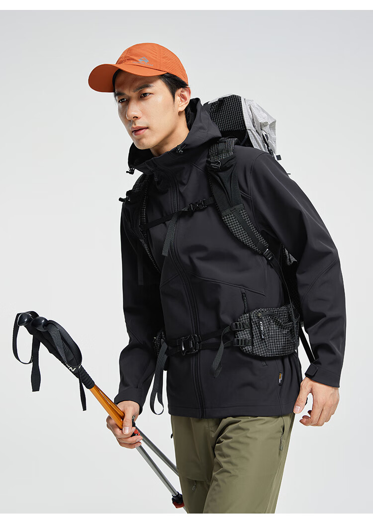 Pioneer Camp Sea Lion Soft Shell Jacket for Men, Spring And Autumn Outdoor Fleece-Lined Warm Windproof Waterproof Cordura Hiking Mountaineering Jacket 15