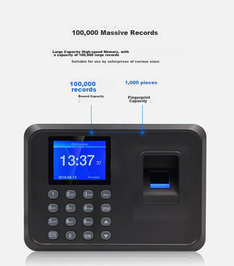 Youku Attendance Machine, Facial Recognition And Fingerprint Check-In Device, Large Capacity Face Recognition Sign-In Machine, No Software Installation Required, Automatic Report Generation, FA01 8
