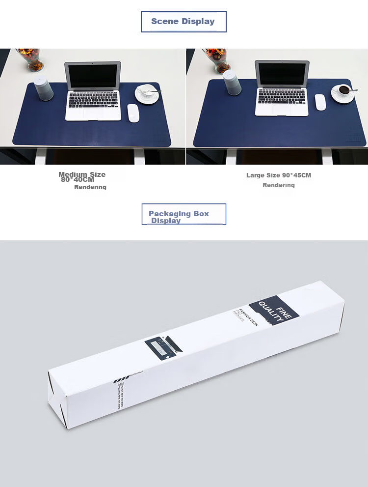 JPLAYER Mouse Pad 120x60 Office Desk Mat Laptop Mat Keyboard Mat Double-Sided Leather Customizable Navy Blue + Yellow 15