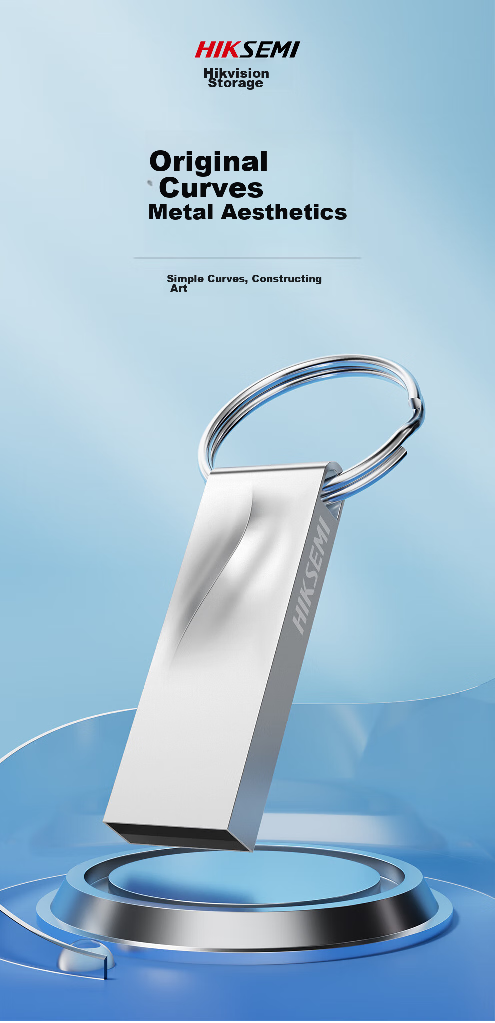 HIKVISION 16GB USB2.0 Metal Flash Drive X201 Silver, Dustproof Waterproof Portable Ring, Computer Car Portable High-Speed USB Drive System Disk 1