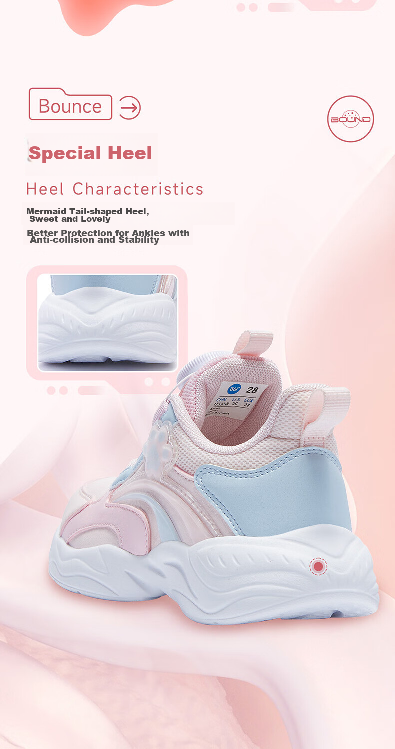 361° Children's Shoes, Kids' Sports Shoes, Winter Girls' Lightweight Leather Casual Shoes with Rotary Buckle, Blue, Size 32 15