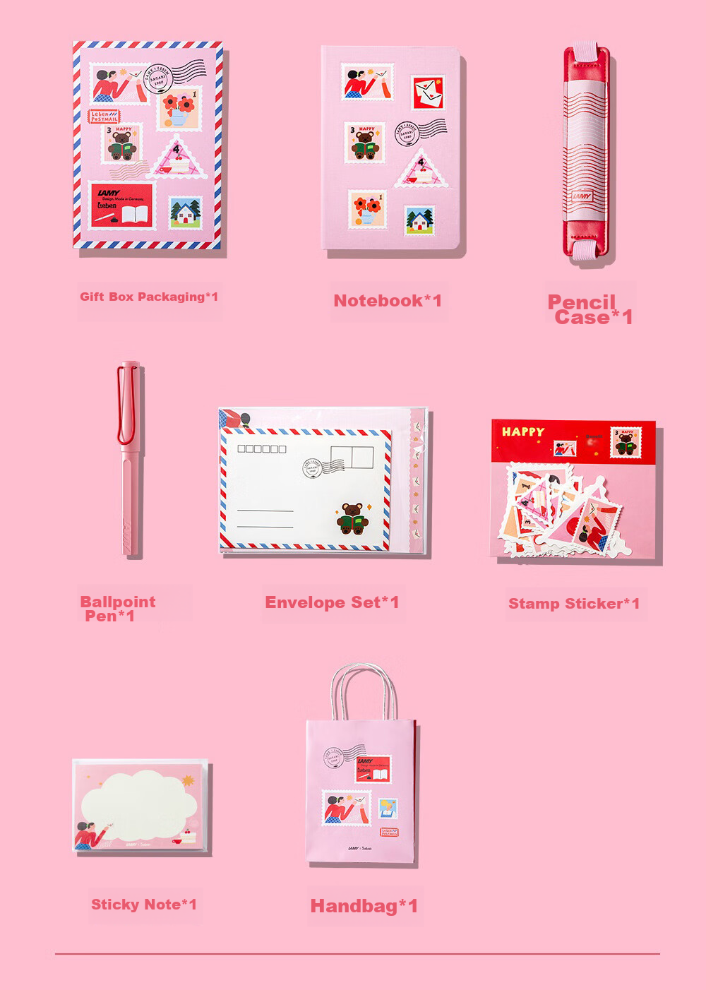 LAMY Safari Dopamine Series Fountain Pen Gift Set with Ink, Correct Posture Writing Pen, Student Stationery, Office Gift, Bonn Pink 0.7mm 18