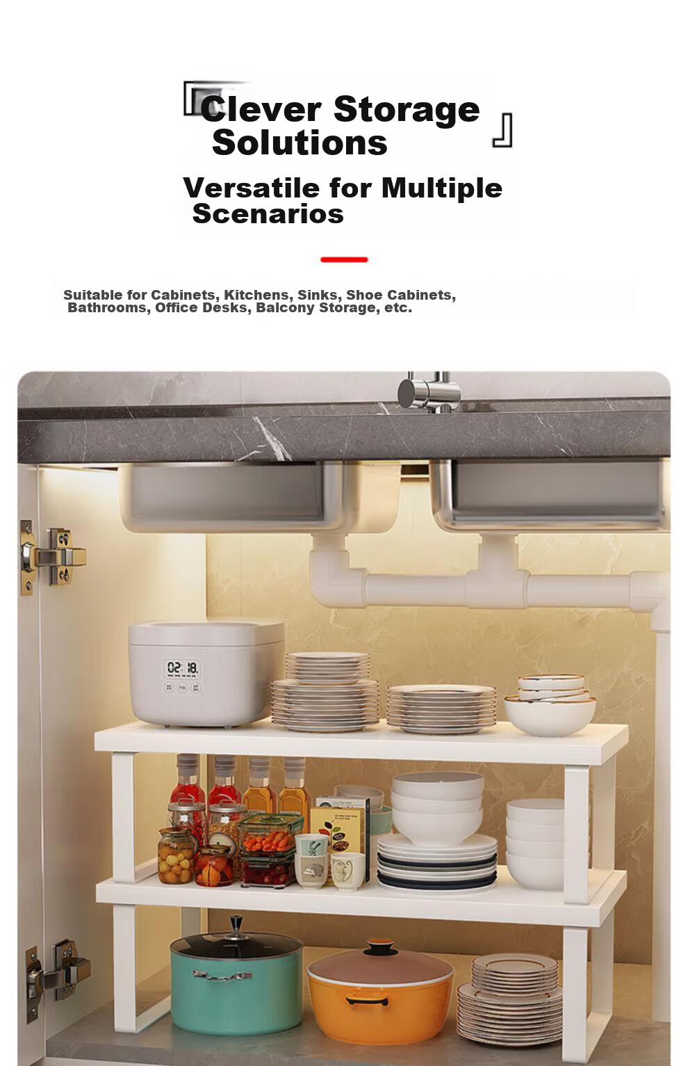 OLENOUFENG Shelf Storage Rack, Kitchen Simple Rack, Countertop Spice Rack, Home Storage Rack, Countertop Storage Shelf, Single-Layer Rack 11