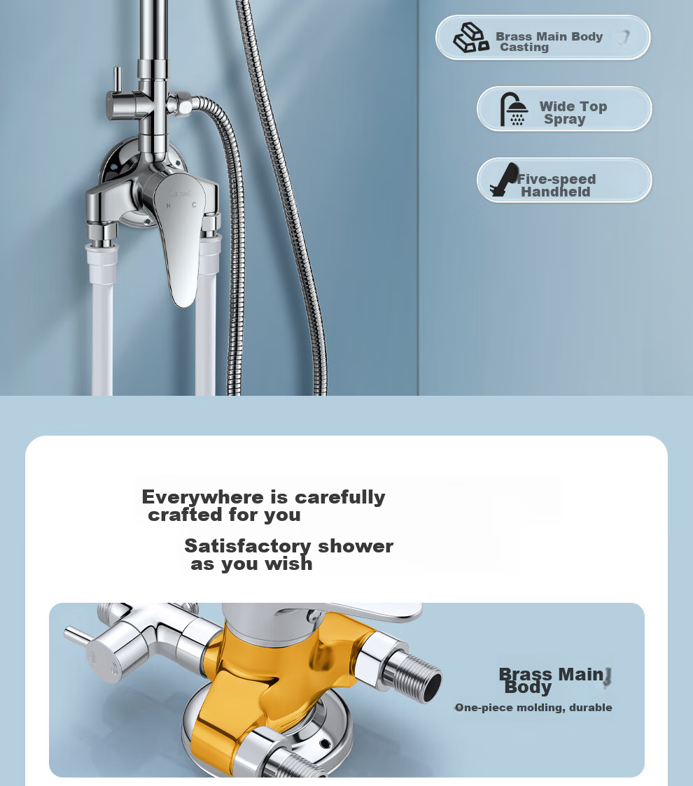 Larsd Surface-Mounted Shower Head Set, Clear Tube Shower Head, Gunmetal Gray Shower Head Complete Set with Shower Faucet LD5066H 2