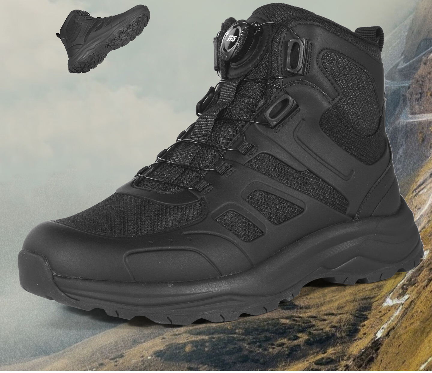 3515 Men's Outdoor Anti-Puncture Hiking Boots Dynamic Waterproof Upper Training Boots Black Size 43 1