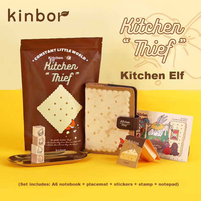 Kinbor [Mid-Autumn Festival Gift] Kitchen Fairy 128-Sheet A6 Planner Notebook Set Gift Box, Girls' Gift Stationery (With Pad, Stickers, Stamp, Memo Pads) DT56085