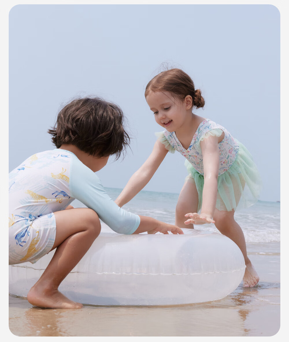 YEEHOO Children's One-Piece Swimsuit, Short-Sleeve Swimwear for Boys And Girls, Hot Spring Bathing Suit, Summer Sun Protection Swimwear, UPF50+ 24