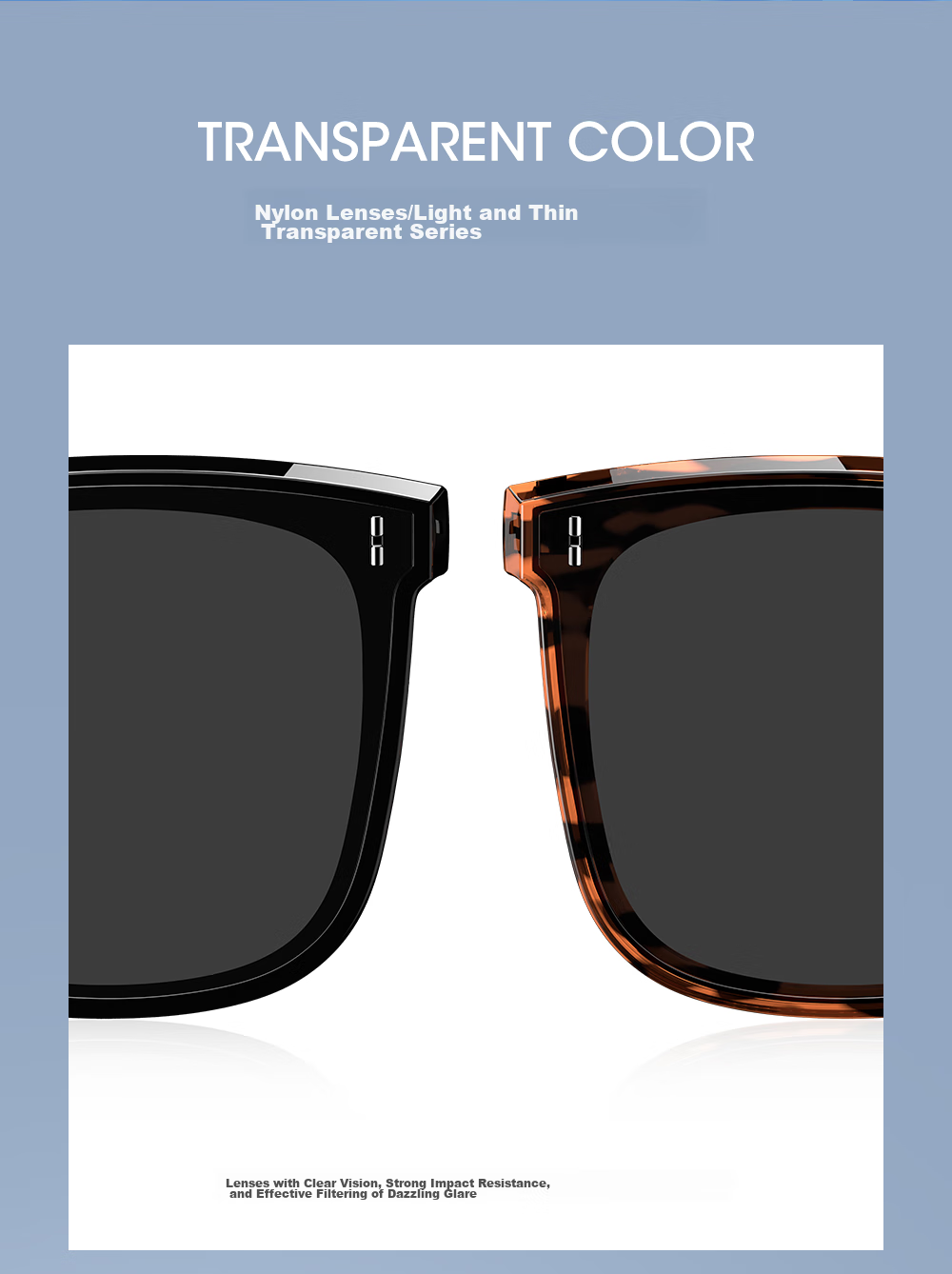 CAXMAN GM Sunglasses for Men And Women, Unisex Square Frame Large Frame Black Ultra-Nylon High Definition Anti-UV Retro Trendy Glasses 10
