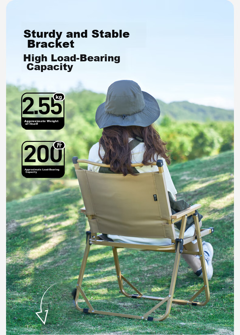 MOBIGARDEN Folding Chair, Outdoor Camping Kimit Chair, Portable Camping Chair, Beach Chair, NX22665038, Fine Sand Yellow 8