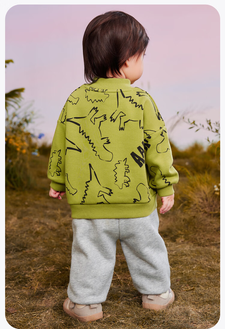 Minibala Fleece-Lined Sweatshirt Unisex Kids Warm 2024 Winter New Long Sleeve Half Turtleneck Top 3