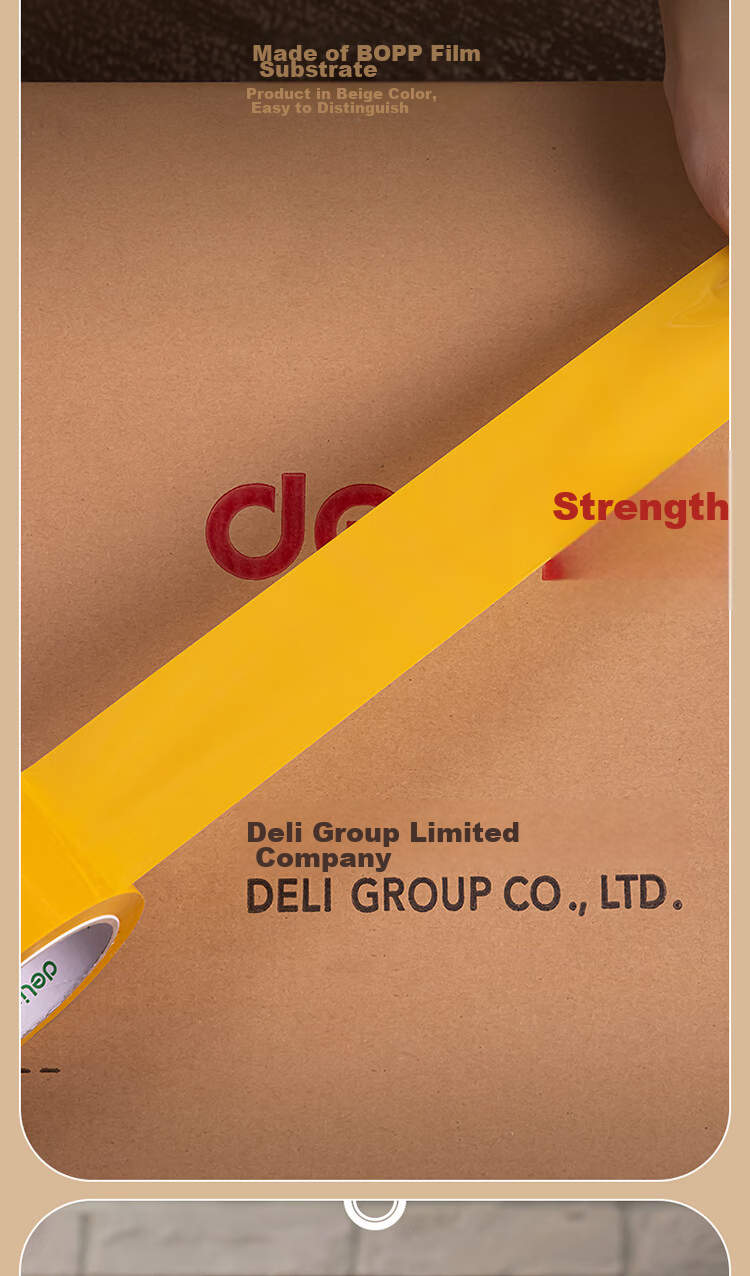 Deli Premium Yellow Packing Tape, 48mm*100m*50μm, 5 Rolls Per Tube, 33976, Express Packaging, Large Roll for Sealing Boxes 3