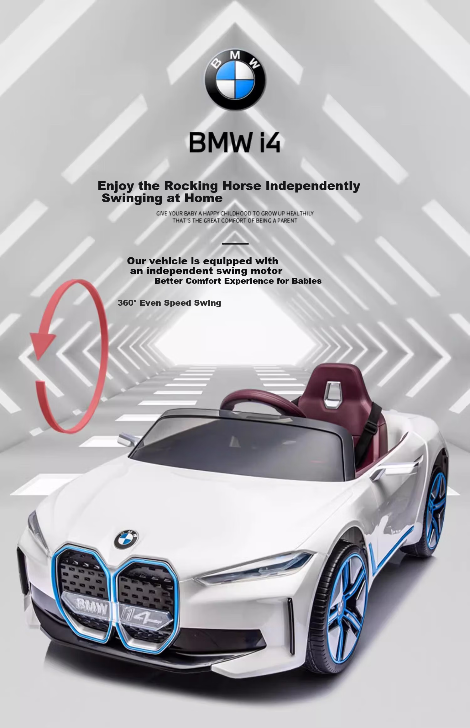 BeRica BMW Authorized Children's Electric Car, Rocking Four-Wheel Drive, 115cm, 30kg Load Capacity, Four-Wheel Toy Car 8