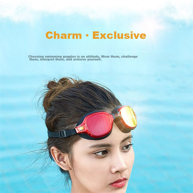 LI-NING LSJN588-3 Women's High-Definition Waterproof Anti-Fog Large Frame Swimming Goggles Rose Red 2