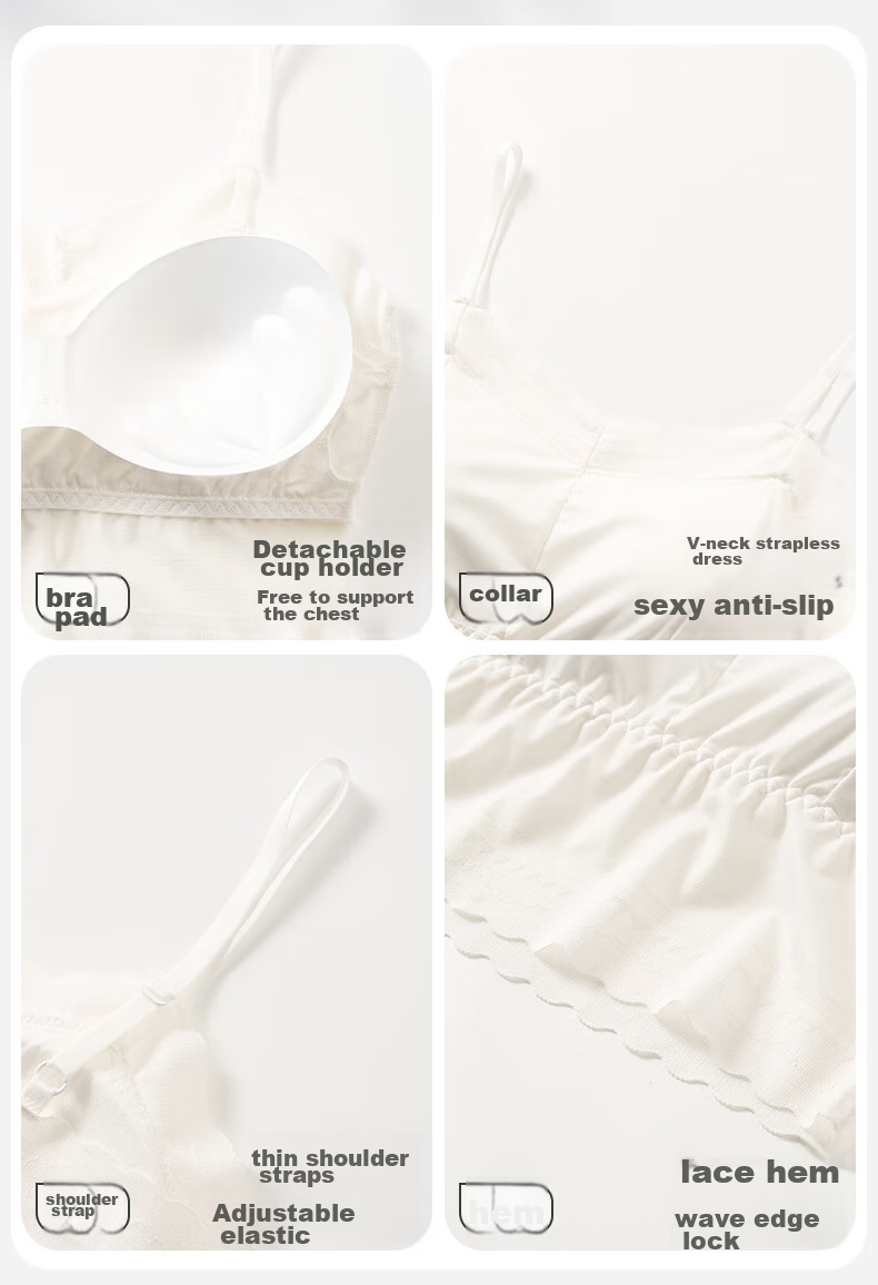 Fenteng Women's Lace V-Neck Camisole Vest Bra-Free Versatile Base Layer Underwear 2026 New Model 10