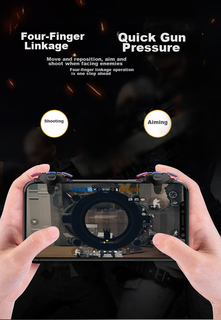 Stiger [Over 400,000 Sold] PUBG Mobile Gaming Peripheral, Delta Handheld Controller, Valorant Shoulder Keyboard, Auto Four-Finger Assist Button, Mouse-Like Grip, Compatible with Peace Elite 6