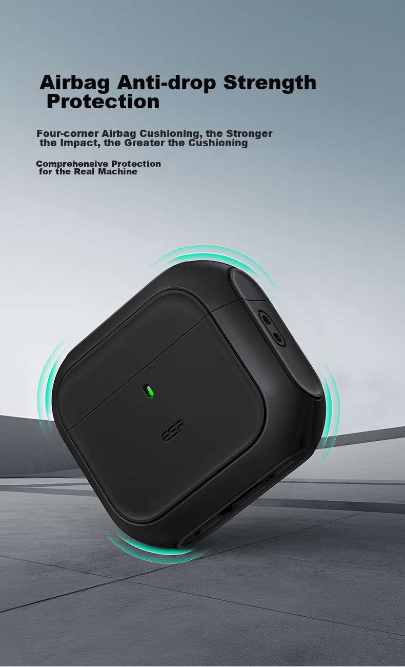 ESR AirPods 4 Case, Apple Earphone Protective Case 2024 Fourth Generation Noise-Cancelling Earphone Case, MagSafe Magnetic Charging Compatible, Wireless Charging Bluetooth Earbuds, Anti-Slip And Drop-Resistant, Black 7