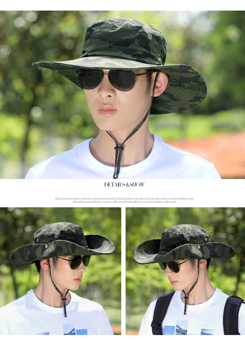 XUEXIMAN Men's Summer Fisherman Hat Fishing Sunshade Wide Brim Outdoor Mountaineering Sun Protection Cap for Men Cycling Travel 6