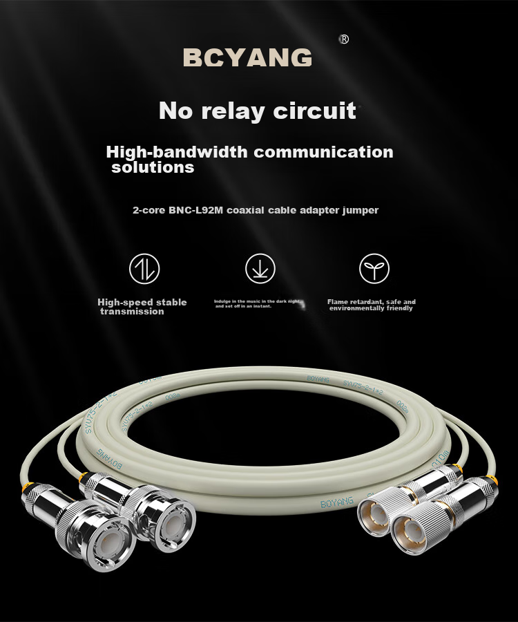 BOYANG 2M BNC-L9 Patch Cable, 2M E1 Connector Finished Patch Cable, Syv75-2 Coaxial Cable DDF Adapter Patch Cable, 2-Core, 2 Meters 1