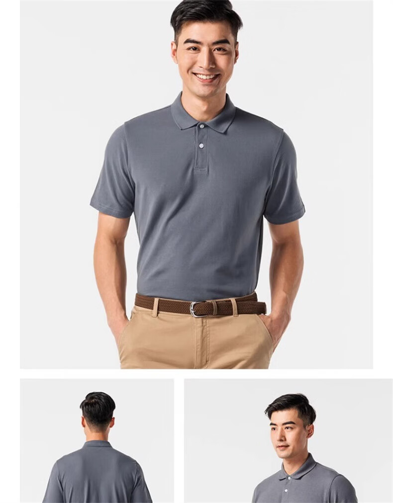 DECATHLON Polo Shirt Short Sleeve T-Shirt, Pure Cotton Breathable Solid Color Sports Shirt, 4216591 9