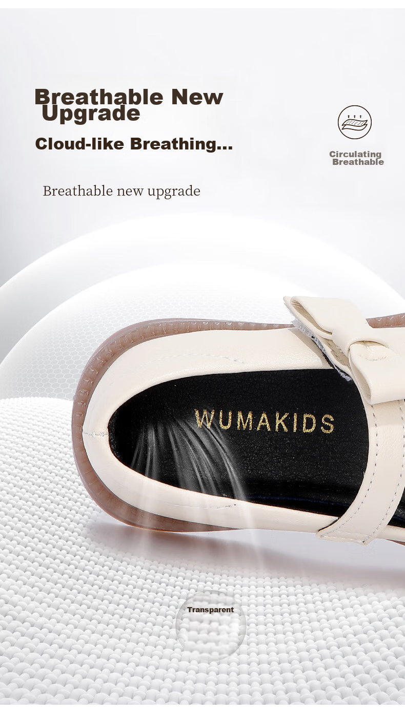 Wuma Girls' Leather Shoes, Princess Shoes, 2026 New Spring And Autumn Style, Soft-Soled British-Inspired Spring Performance Black Flats for Little Girls, Children's Single Shoes 4