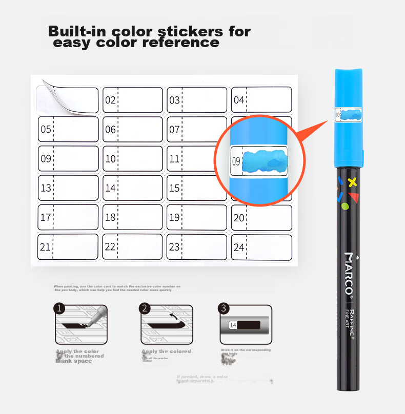 MARCO 36-Color Acrylic Markers, Waterproof Paint, Watercolor, Fluorescent Markers, Children's Student Art Supplies, Parent-Child Drawing Gift Box, Back-To Gift, Art Supplies for Sketching, Watercolor Pens, Art Educatio 14