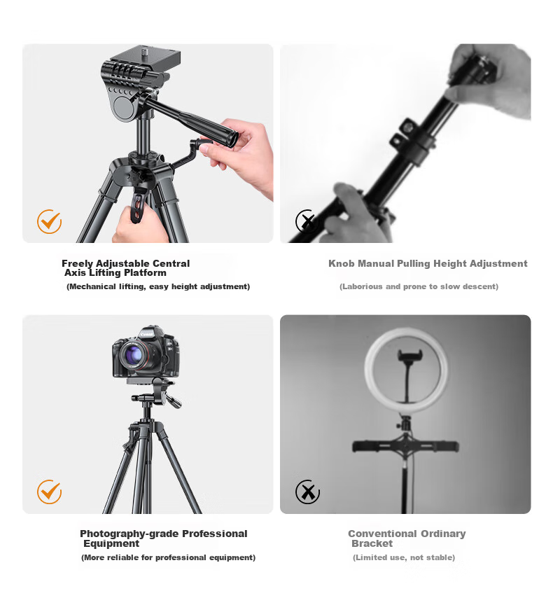 JIAHUACAI Tripod Camera Stand for DSLR, Smartphone, Professional Photography, Portable Mirrorless Camera Tripod with Ball Head for Live Streaming, Photography, Outdoor Travel, Anti-Shake, Suitable for Canon And Sony Cameras 1
