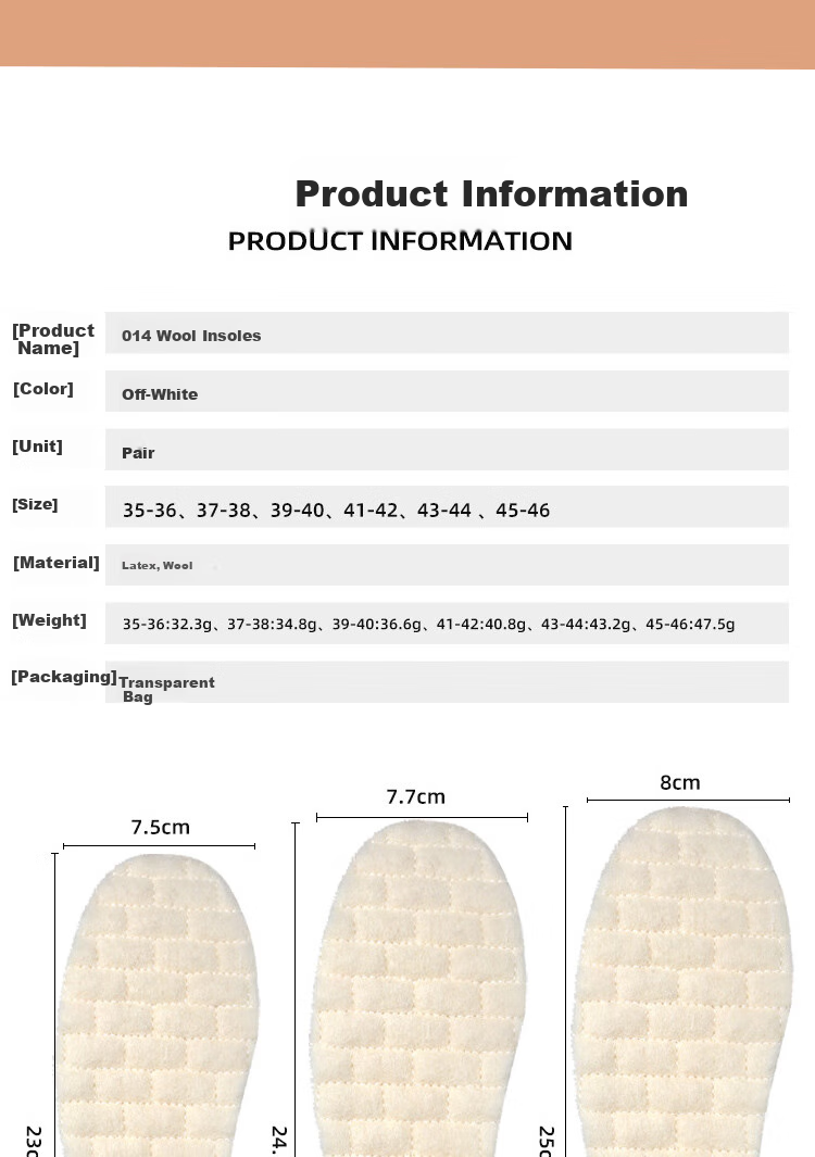 FOOTOPPO Wool Latex Warm Insoles for Men And Women, Winter Fleece-Lined Thick Soft Plush Shoe Inserts for Cold Protection, Autumn And Winter 2