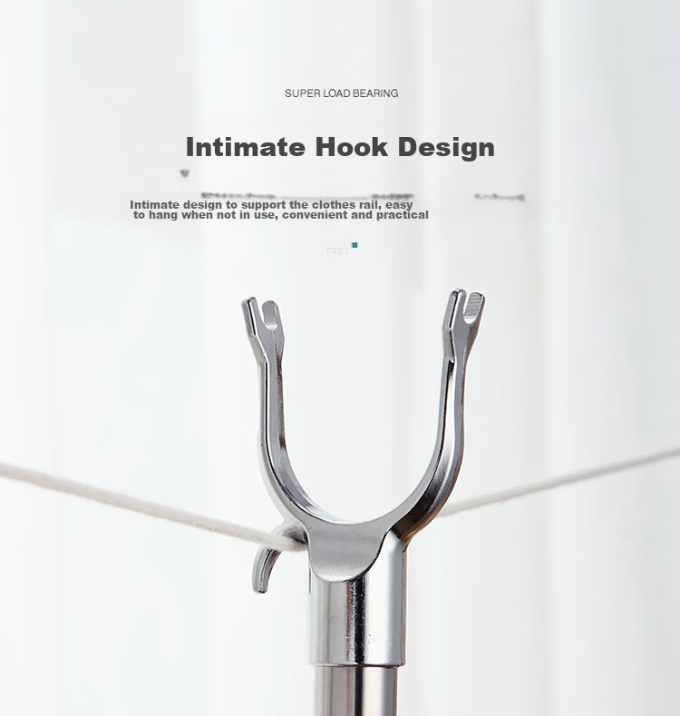 FK Clothes Drying Rack, Stainless Steel Thickened Clothes Fork Retrieval Rod, Extendable Non-Slip Alloy Fork Head 9