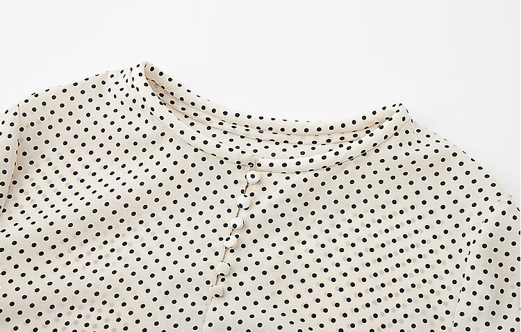 Dme [Shanmawei Yun] Spring And Autumn French Vintage Polka Dot Shirt, Comfortable Double Pleated Concealing Lantern Sleeve Blouse, Women's Clothing 11