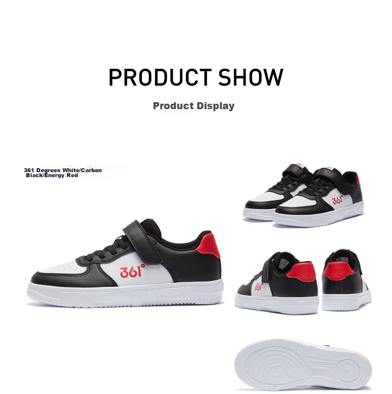 361° Children's All-Season Skateboard Shoes for Boys And Girls (Ages 3-12), Versatile Velcro Skateboard Shoes, White Sneakers, Green, Size 36 23