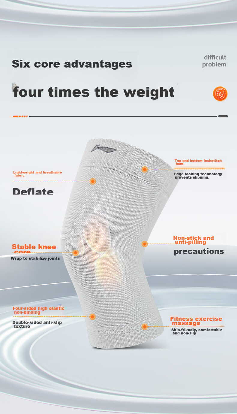 Li-Ning Knee Brace for Sports, Running, Warmth, Women's Cold Legs, Meniscus Injury, Specialized for Knees in Basketball, Badminton, Patella Protection, Hiking 5