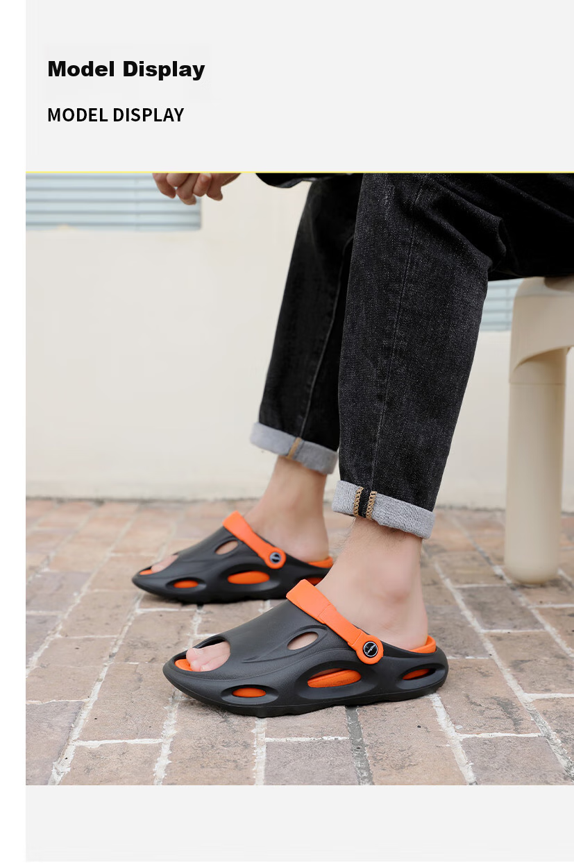LangSha Men's Perforated Sandals, Outdoor Driving Sandals, Thick-Soled Non-Slip Slippers with Comfortable Feel for Beach Wear 8