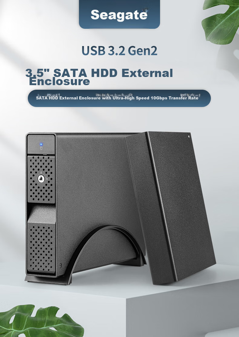 Shiteli 3.5-Inch Single-Bay External Hard Drive Enclosure 9110U32C, Supports 24TB Hard Drive, USB3.2 Type-C Interface, Dual Data Cables 1