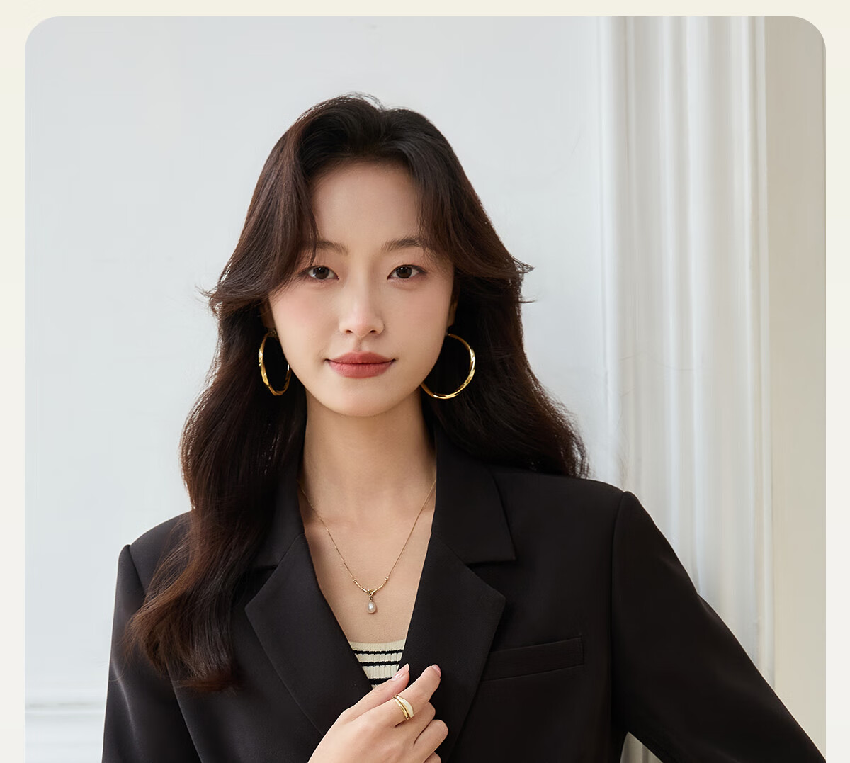 PinCai Women's Black Short Blazer Suit Jacket Casual Long Sleeve Shoulder-Padded Professional Workwear P51U001 1