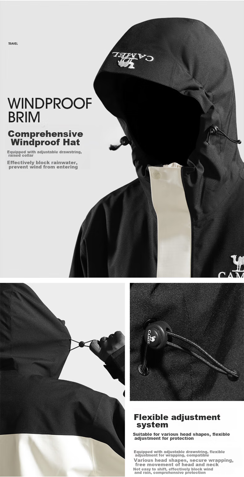 CAMEL Single-Layer Windbreaker Jacket for Men And Women, Windproof Waterproof Warm Outdoor Coat 733CAFO013 2XL 19