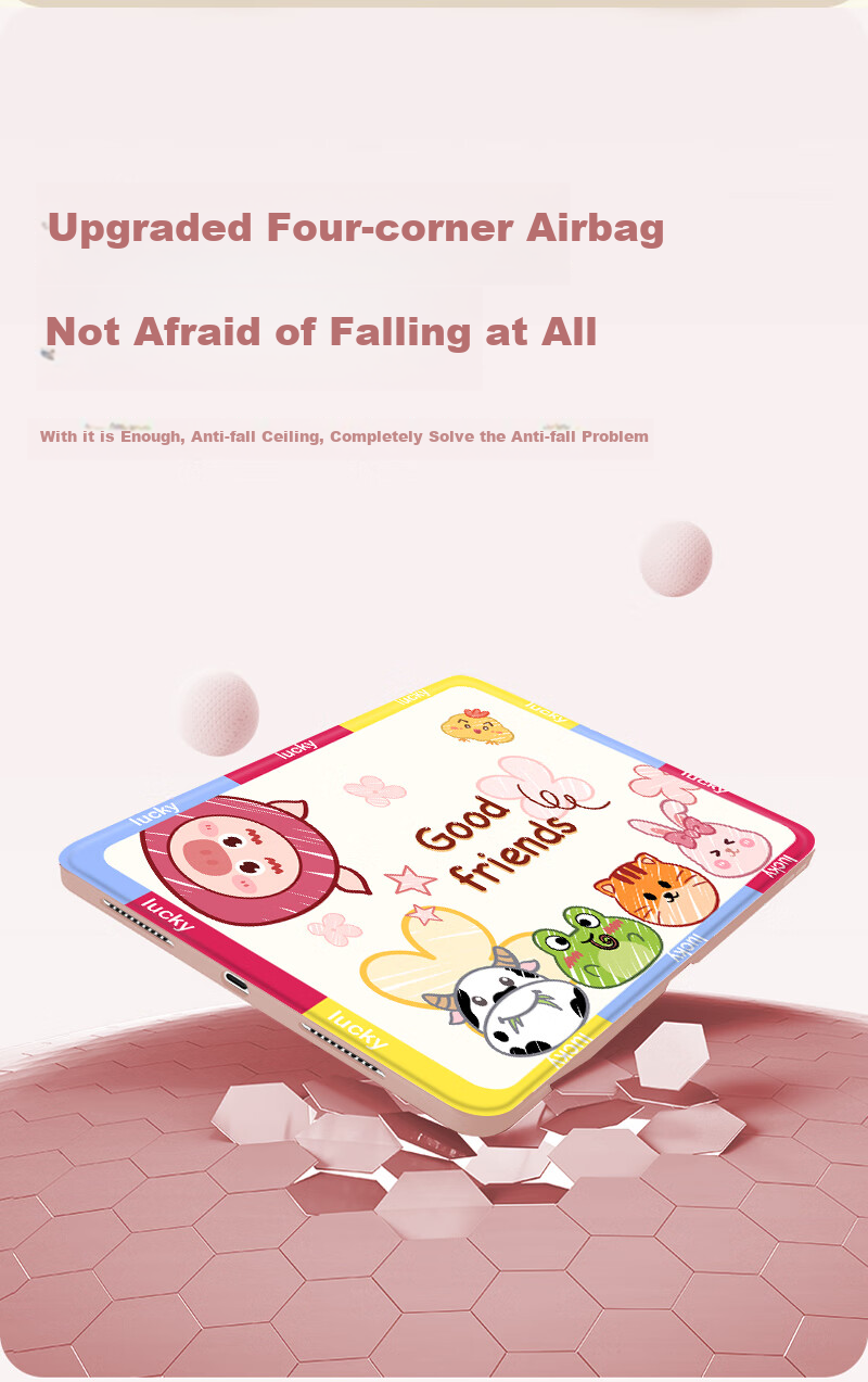 Jiangming Protective Case for Huawei MatePad 10.4-Inch Tablet, Compatible with 2020/22 Models, 360-Degree Rotation Support with Pencil Holder, Cartoon Painted Full Coverage Shockproof Transparent Back Cover 1