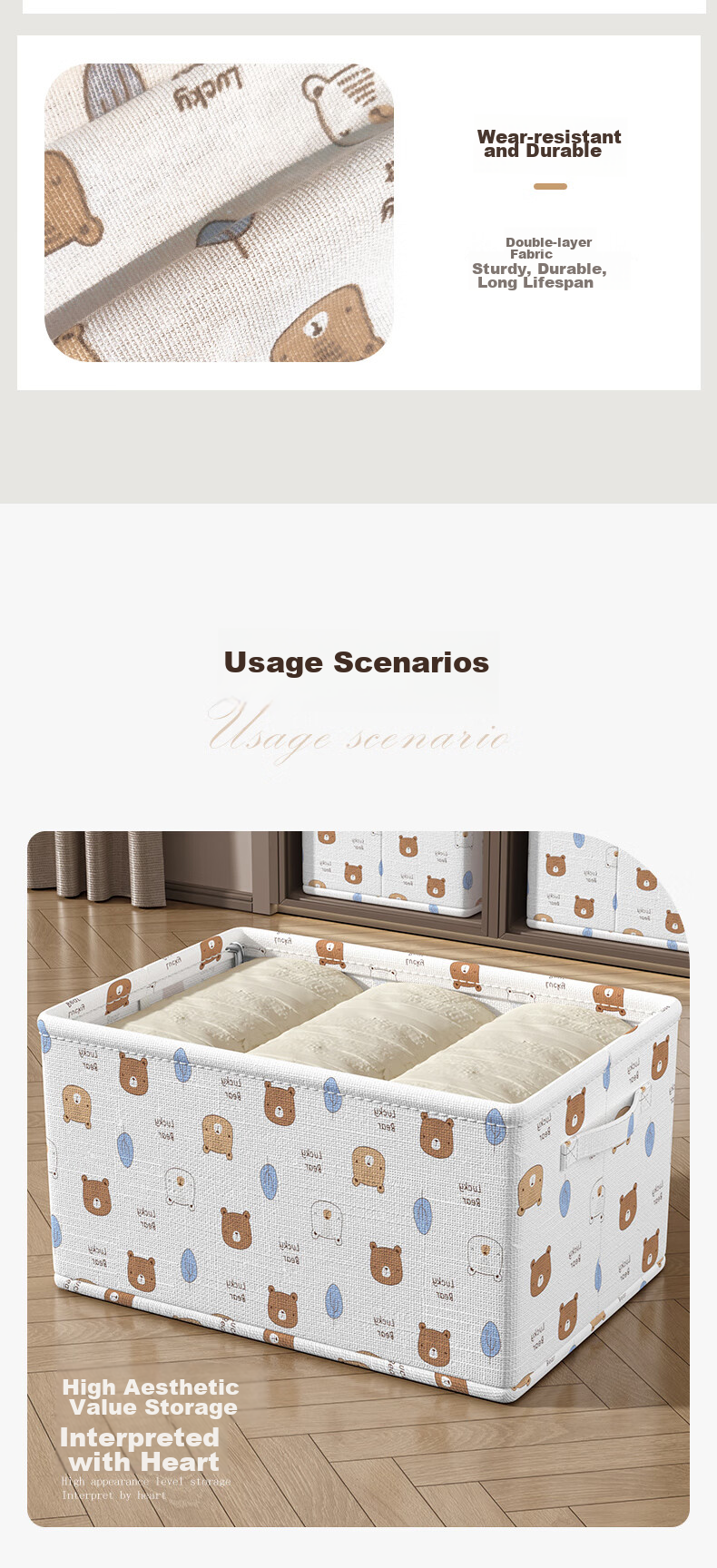 Baicaoyuan Storage Box, Clothes And Pants Organizer, Fabric Storage Basket for Underwear Cabinet, Foldable Multi-Layer Sorting Divider, Heightened 10