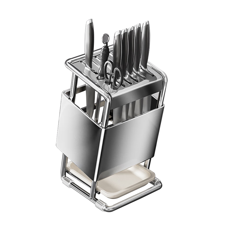 Shuaishi Stainless Steel Knife Holder Kitchen Storage Rack for Knives, Chopsticks, Cutting Boards, Multi-Functional Organizer Shelf