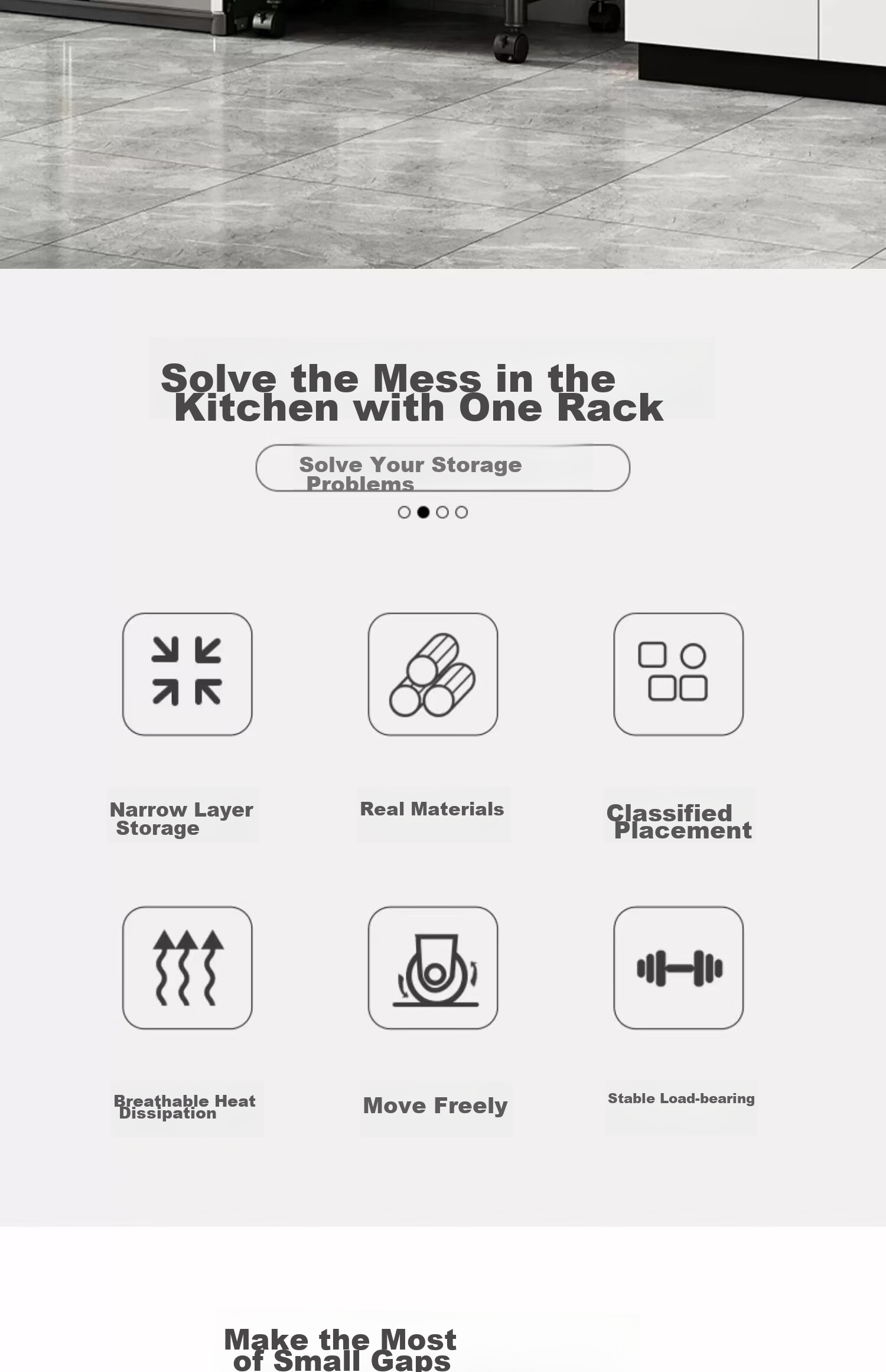UOEN Kitchen Gap Storage Rack, Floor-Standing Multi-Layer Narrow Gap Organizer for Home Use, Multi-Functional Storage Shelf for Cookware And Microwave Ove 2