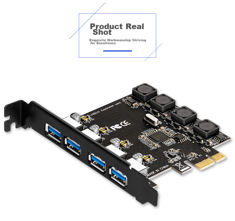 MOGEPCIE X1 to Dual-Port USB 3.0 Expansion Card, PCI-E to Two-Port USB Gen1 Adapter Card, Risa NEC Chip, MC2010 12