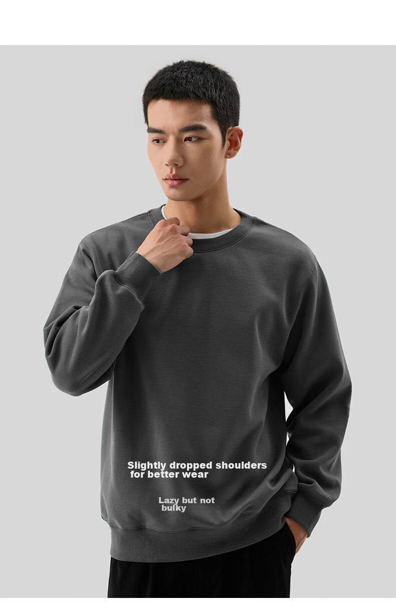MARKLESS Men's Sweatshirt 100% Cotton Autumn Casual Crewneck Pullover 0434 Pine Green 2XL 5