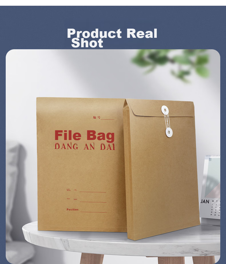 SIMAA 20 Pieces Red Text Pure Pulp A4 Kraft Paper File Folders 180g Side Width 5cm Bid Document Filing Envelopes 6849 10